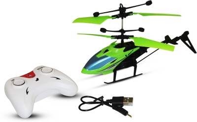 Akshat Exceed Induction Type 2-in-1 Flying Indoor Helicopter with Remote ControlGreen White
