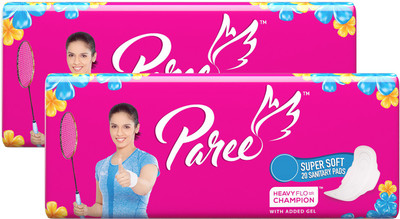 

Paree Super Soft Regular Sanitary pads 20 (Pack of2) Sanitary Pad(Pack of 40)