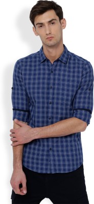 LOCOMOTIVE Men Checkered Casual Blue Shirt