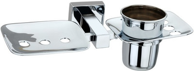 

ESS-TWO SERRA SERIES FULL BRASS 2 IN 1 SOAP DISH| SOAP CASE FOR BATHROOM AND SINK(Silver)