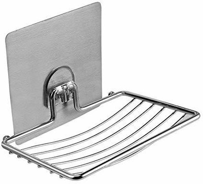 

Harvic Wall Mounted Magic Sticker Self Adhesive Stainless Steel Single Soap Dish Holder for Shower Bathroom Kitchen(Silver)