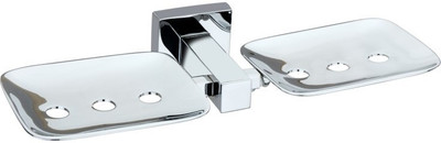 

ESS-TWO SERRA SERIES FULL BRASS DOUBLE SOAP DISH| SOAP CASE FOR BATHROOM AND SINK(Silver)