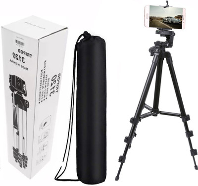 

BUY SURETY Adjustable Lightweight Mobile Stand With Three-Dimensional Head & Quick Release Plate|| 3120 Portable tripod || 360 degree Rotatable|| Camera stand || Extendable tripod || With Mobile Clip Mount Tripod(Black, Supports Up to 1500 g)