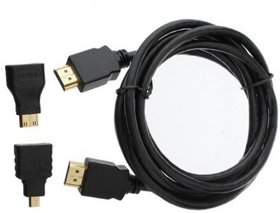 

TechGear TV-out Cable 1.5M Gold Plated 3in1 HDMI To Mini Micro HDMI HD Cable Adapter Converter Cord for HDTV, PS3, Tablet, Pc, TV(Black, For Computer, 1.5 m)
