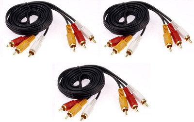 

TechGear TV-out Cable Pack of 3, 1.5M 3RCA Male to 3RCA Male Gold Plated Audio Video AV Cable Connector for DVD HDTV Hi-Fi theater speaker(Black, For DVD, 1.5 m)