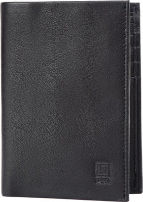 

U+N Men Black Genuine Leather Wallet(8 Card Slots)