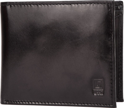 

U+N Men Black Genuine Leather Wallet(6 Card Slots)