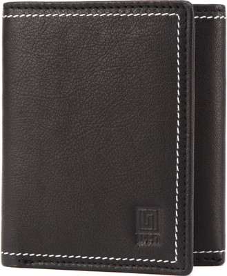

U+N Men Black Genuine Leather Wallet(6 Card Slots)