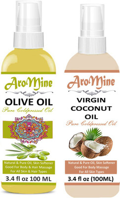 

AroMine 100% Pure & Natural Extra Light Olive Oil And Virgin Coconut Oil(200 ml)