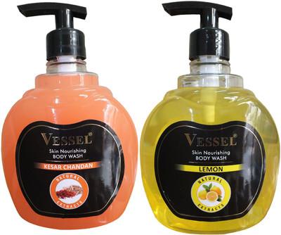

Vessel Natural Extracts Skin Nourishing Body Wash Gel With Kesar Chandan & Lemon 500 ml Combo Pack of 2(500, Pack of 2)