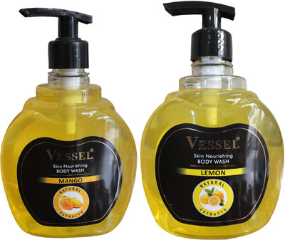 

Vessel Natural Extracts Skin Nourishing Body Wash Gel With Lemon & Mango 500 ml Combo Pack of 2(500 ml, Pack of 2)