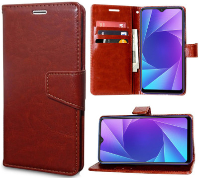 Unistuff Flip Cover for Vivo Y95(Brown, Dual Protection, Pack of: 1)