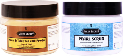 

Sheer Secret Neem & Tulsi Face Pack Powder 150gm and Pearl Scrub 300ml(Set of 2)