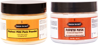 

Sheer Secret Multani Mitti Pack Powder 150gm and Papaya Mask 300ml(Set of 2)