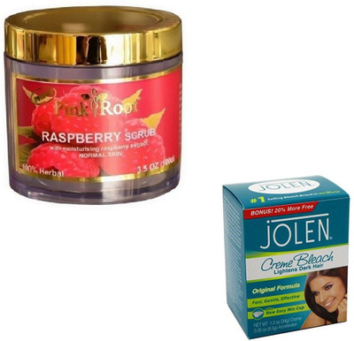 

Pink Root RASPBERRY SCRUB 100GM WITH CREME BLEACH 28GM(Set of 2)