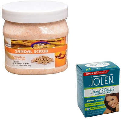 

Pink Root SANDAL SCRUB 500GM WITH CREME BLEACH 28GM(Set of 2)