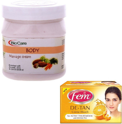 

Biocare BODY MASSAGE CREAM 500GM WITH FEM DE-TAN BLEACH 30GM(Set of 2)