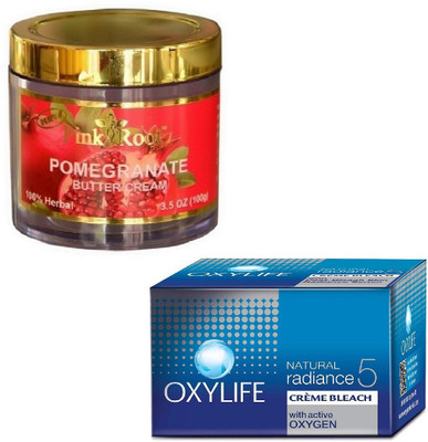 

Pink Root POMEGRANATE SCRUB 100GM WITH CREME BLEACH 27GM(Set of 2)