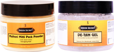 

Sheer Secret Multani Mitti Pack Powder 150gm and De-tan Gel 300ml(Set of 2)