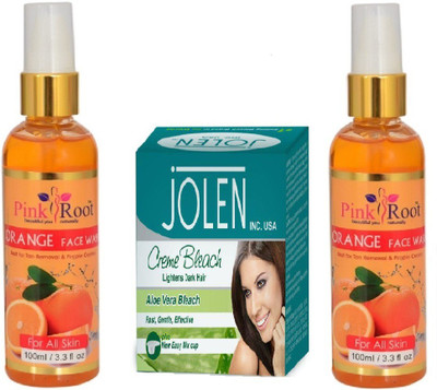 

Pink Root ORANGE FACE WASH 2 PCS WITH ALOEVERA CREME BLEACH 28GM(Set of 3)