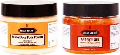 Sheer Secret Sandal Face Pack Powder 150gm and Papaya Gel 300ml(2 Items in the set)