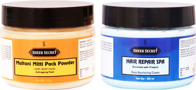 

Sheer Secret Multani Mitti Pack Powder 150gm and Hair Spa 300ml(Set of 2)