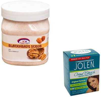 

Pink Root BLACKHEADS SCRUB 500GM WITH CREME BLEACH 28GM(Set of 2)
