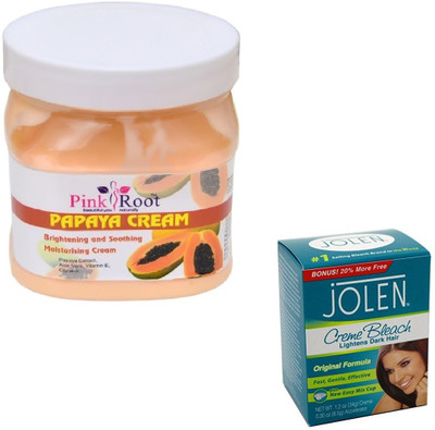 

Pink Root PAPAYA CREAM 500GM WITH CREME BLEACH 28GM(Set of 2)