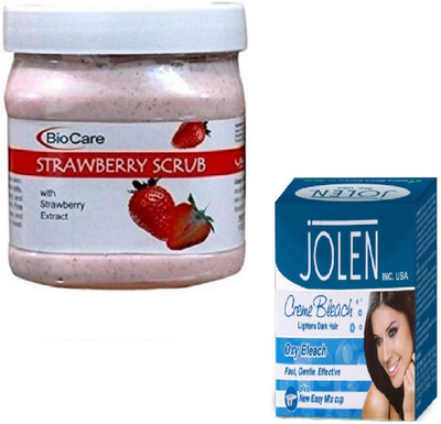 

Biocare SHEA STRAWBERRY SCRUB 500GM WITH JOLEN OXY BLEACH 28GM(Set of 2)