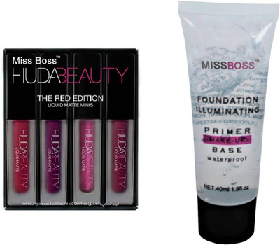 

Miss Boss lipstick red edition 16ml and Oval Makeup Brush (Pack of 1), combo(Set of 2)