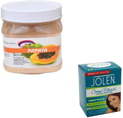 

Pink Root PAPAYA SCRUB 500GM WITH CREME BLEACH 28GM(Set of 2)