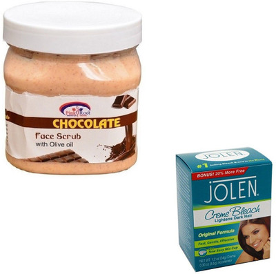

Pink Root CHOCOLATE SCRUB 500GM WITH CREME BLEACH 28GM(Set of 2)