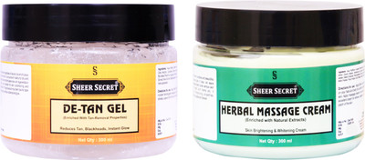 Sheer Secret De-tan Gel 300ml and Herbal Massage Cream 300ml(2 Items in the set)