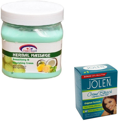 

Pink Root HERBAL MASSAGE CREAM 500GM WITH CREME BLEACH 28GM(Set of 2)