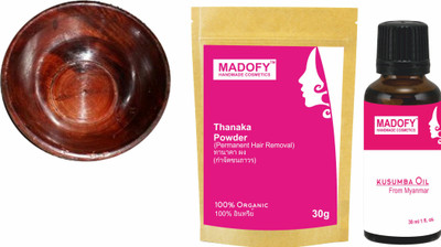 

MADOFY Thanaka 30gm and Kusumba Oil 30 ml with wooden Bowl(Set of 2)