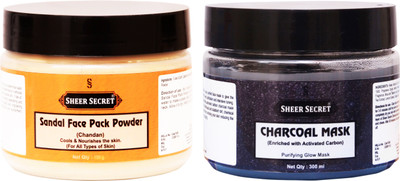 

Sheer Secret Sandal Face Pack Powder 150gm and Charcoal Mask 300ml(Set of 2)
