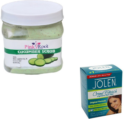 

Pink Root CUCUMBER SCRUB 500GM WITH CREME BLEACH 28GM(Set of 2)