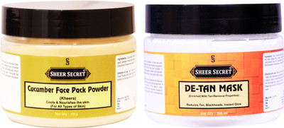 Sheer Secret Cucumber Face Pack Powder 150gm and De-tan Mask 300ml(2 Items in the set)