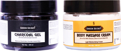 Sheer Secret Charcoal Gel 300ml and Body Massage Cream 300ml(2 Items in the set)