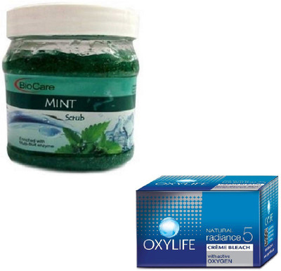 

Biocare MINT SCRUB 500GM WITH CREME BLEACH 27GM(Set of 2)