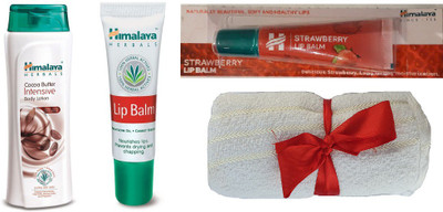 

Himalaya Cocoa Butter Intensive Body Lotion, Lip Balm, Cocoa Butter Lip Balm, Face Towel(Set of 4)