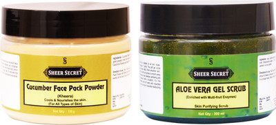 

Sheer Secret Cucumber Face Pack Powder 150gm and Aloe vera Scrub 300ml(Set of 2)