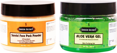 

Sheer Secret Sandal Face Pack Powder 150gm and Aloe vera Gel 300ml(Set of 2)