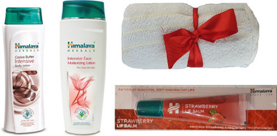 

Himalaya Cocoa Butter Intensive Body Lotion, Intensive Face Moisturizing Lotion, Cocoa Butter Lip Balm, Face Towel(Set of 4)