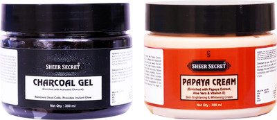 Sheer Secret Charcoal Gel 300ml and Papaya Cream 300ml(2 Items in the set)