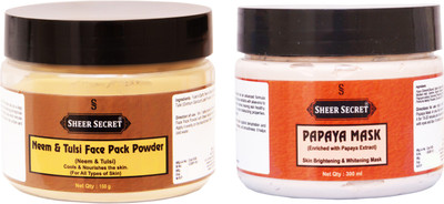 Sheer Secret Neem & Tulsi Face Pack Powder 150gm and Papaya Mask 300ml(2 Items in the set)