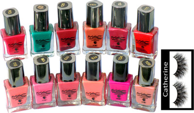 

catherine Eyelashes, Nail Paint (Pack of 12)(Set of 13)