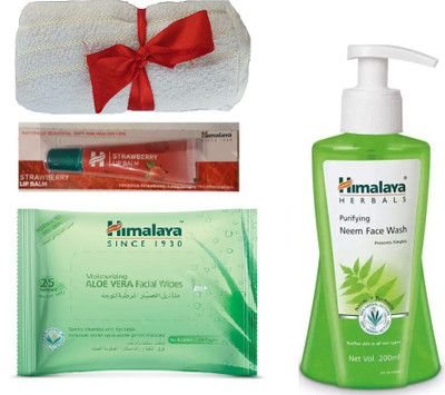 

Himalaya Strawberry Lip Balm, Face Towel, Aloe Vera Facial Wipes, Neem Face Wash(Set of 4)