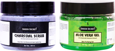 

Sheer Secret Charcoal Scrub 300ml and Aloe vera Gel 300ml(Set of 2)