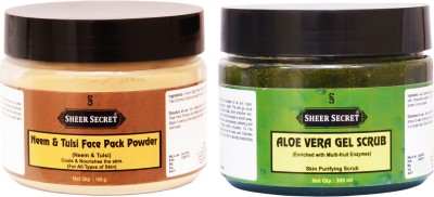 Sheer Secret Neem & Tulsi Face Pack Powder 150gm and Aloe vera Scrub 300ml(2 Items in the set)